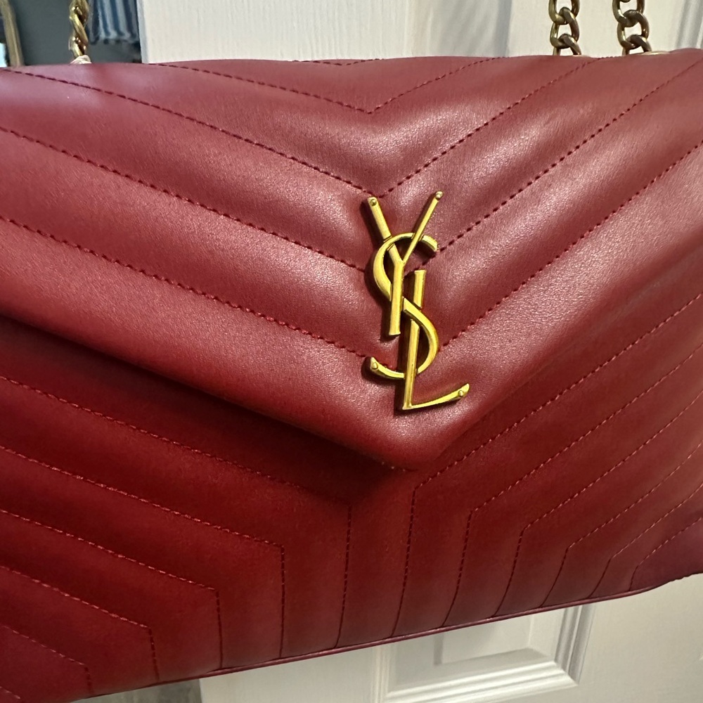 Yves Saint Laurent Red Chevron Quilted Shoulder Bag